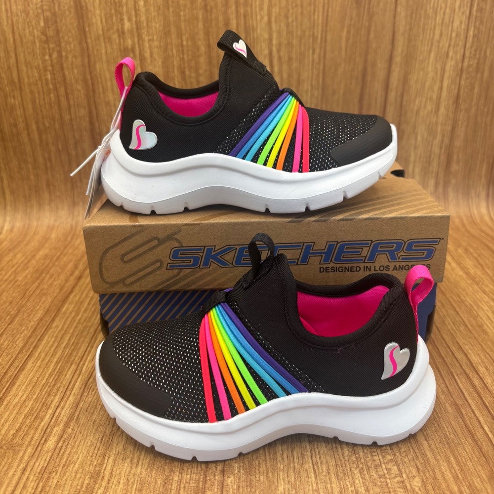 Skechers Skech-Fast Rainbow Fantastic Toddler 7 Black Multi Athletic Shoes NEW